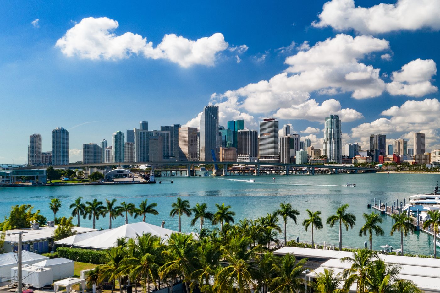 Downtown Miami skyline across Biscayne Bay